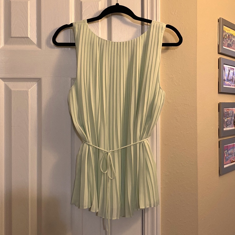 NWOT, Banana Republic, Pastel Green, Pleated Blouse - Size Small